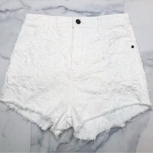 Free People Etienne Fields White Embroidered High Rise Shorts